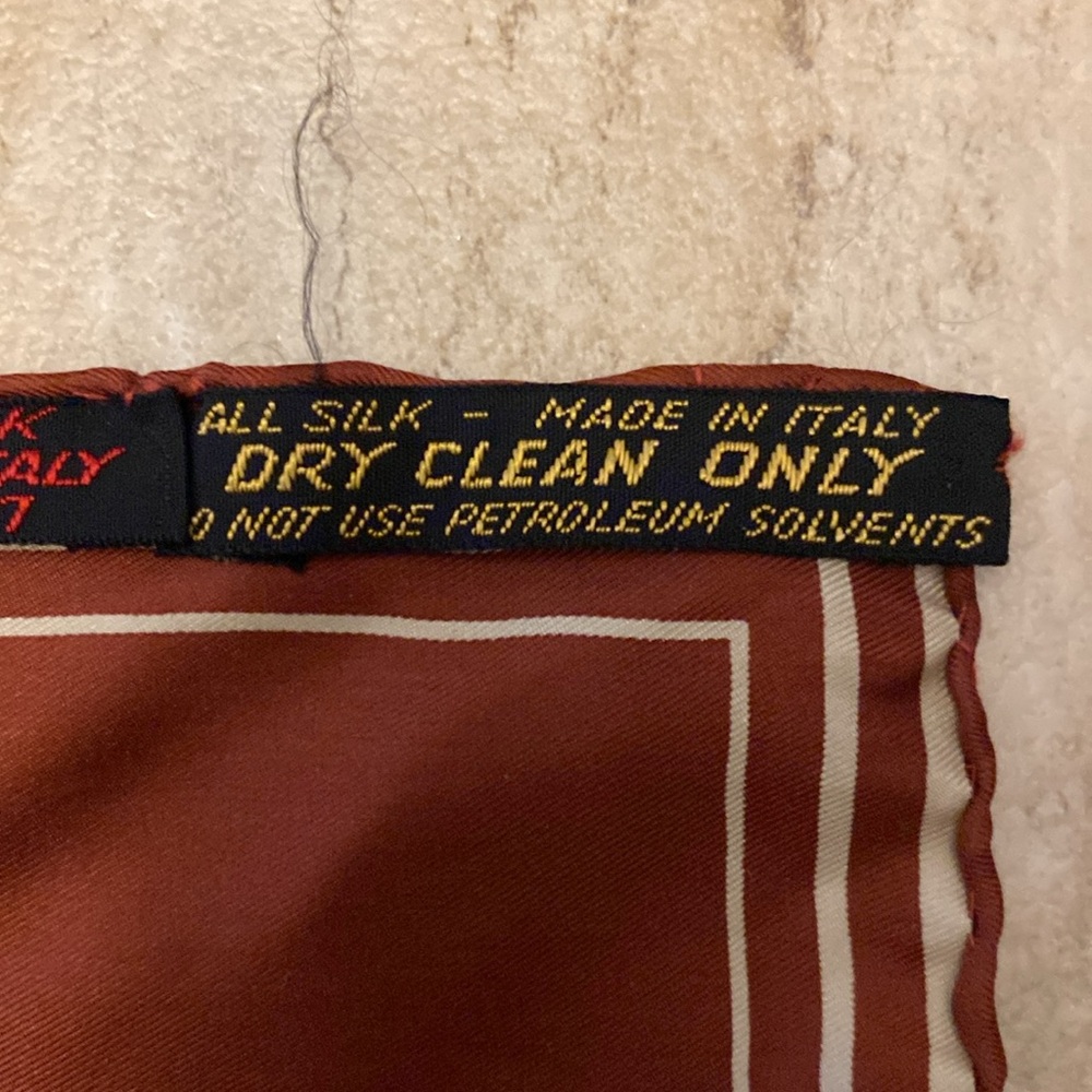 Yves Saint Laurent EUC Russet color 100% silk square scarf - Picture 4 of 9